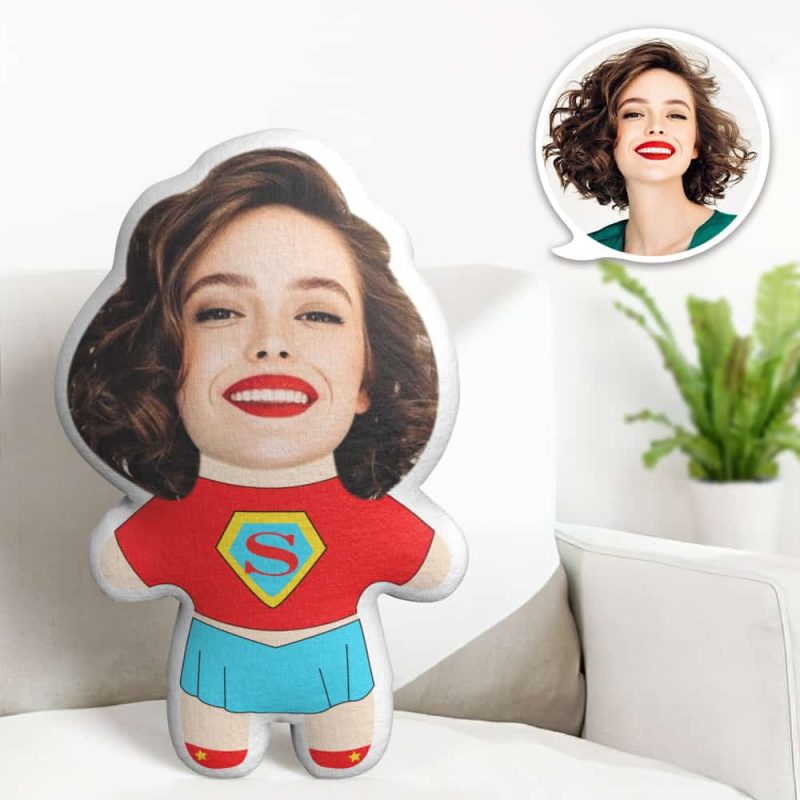 Custom Face Pillow Super Woman Minime Personalized Photo Minime Pillow Gifts for Her
