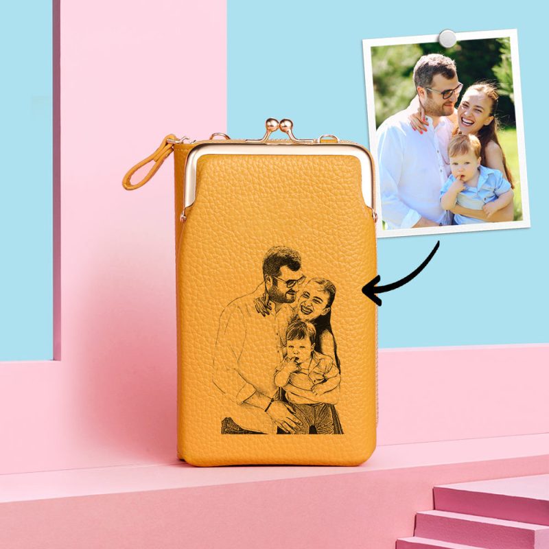 Woman’s Custom Photo Engraved Crossbody Bag Phone Bag
