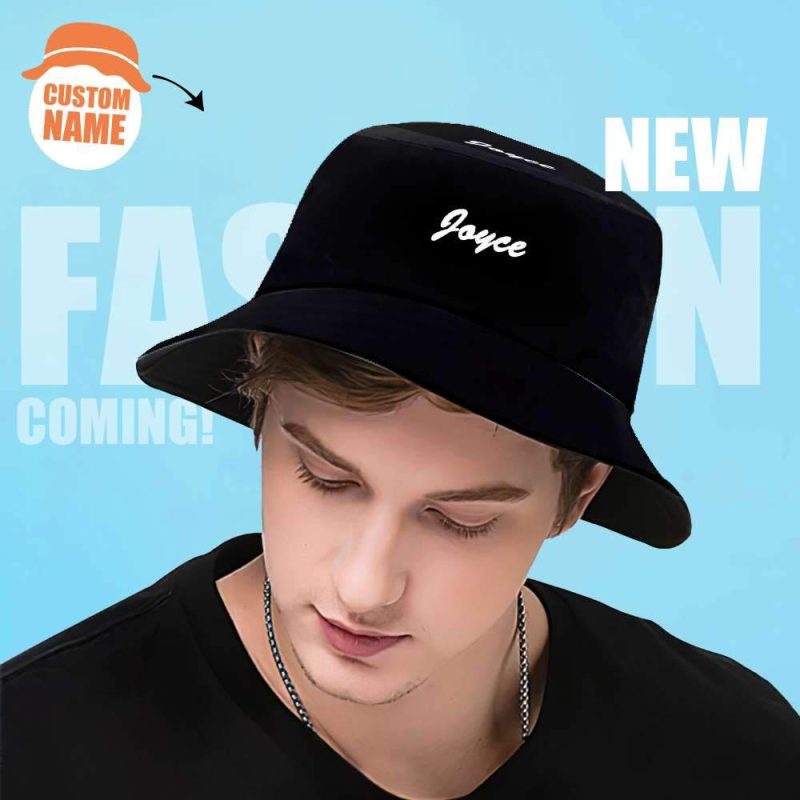 Custom Bucket Hat Name Print Bucket Hats Personalized Hats Printed Gifts – 4 Colors