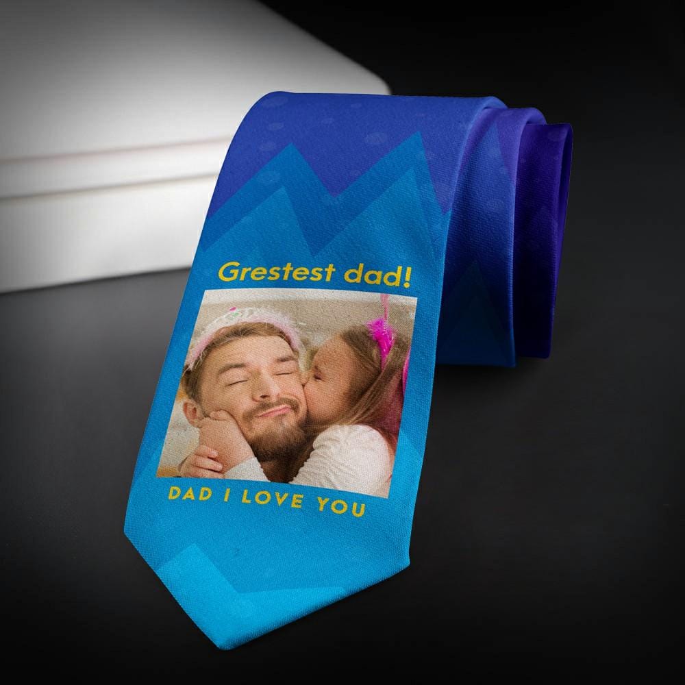 Father's Day Ties Photo Necktie Gift For Dad - "I Love You Dad" - Image 2