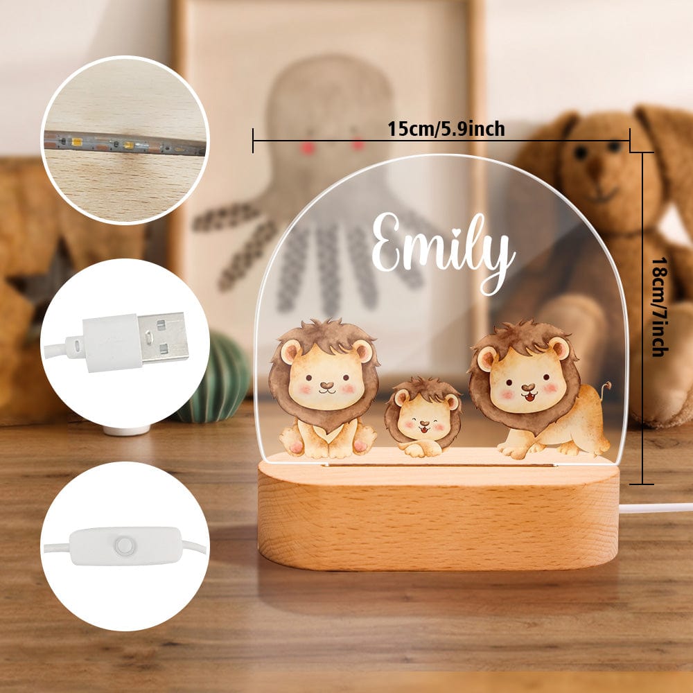 Personalized Name Cute Lion Night Light Custom Name Nursery Room Lamp Gift For Kids - Image 3
