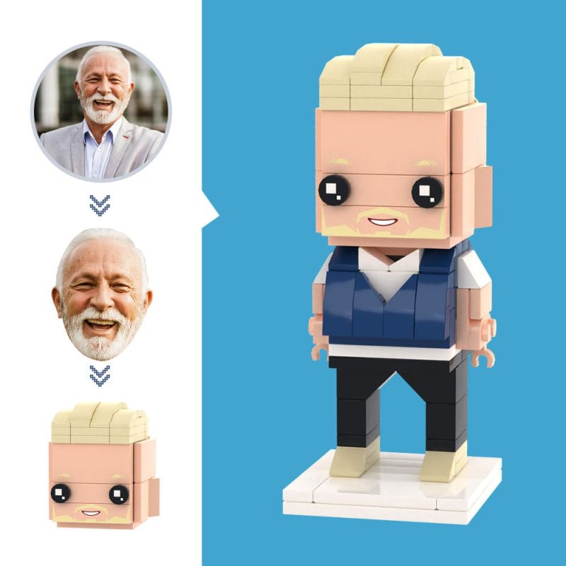 Custom Photo Cool Guy Brick Art Figure for Him – Unleash Your Inner Builder for Any Special Occasion