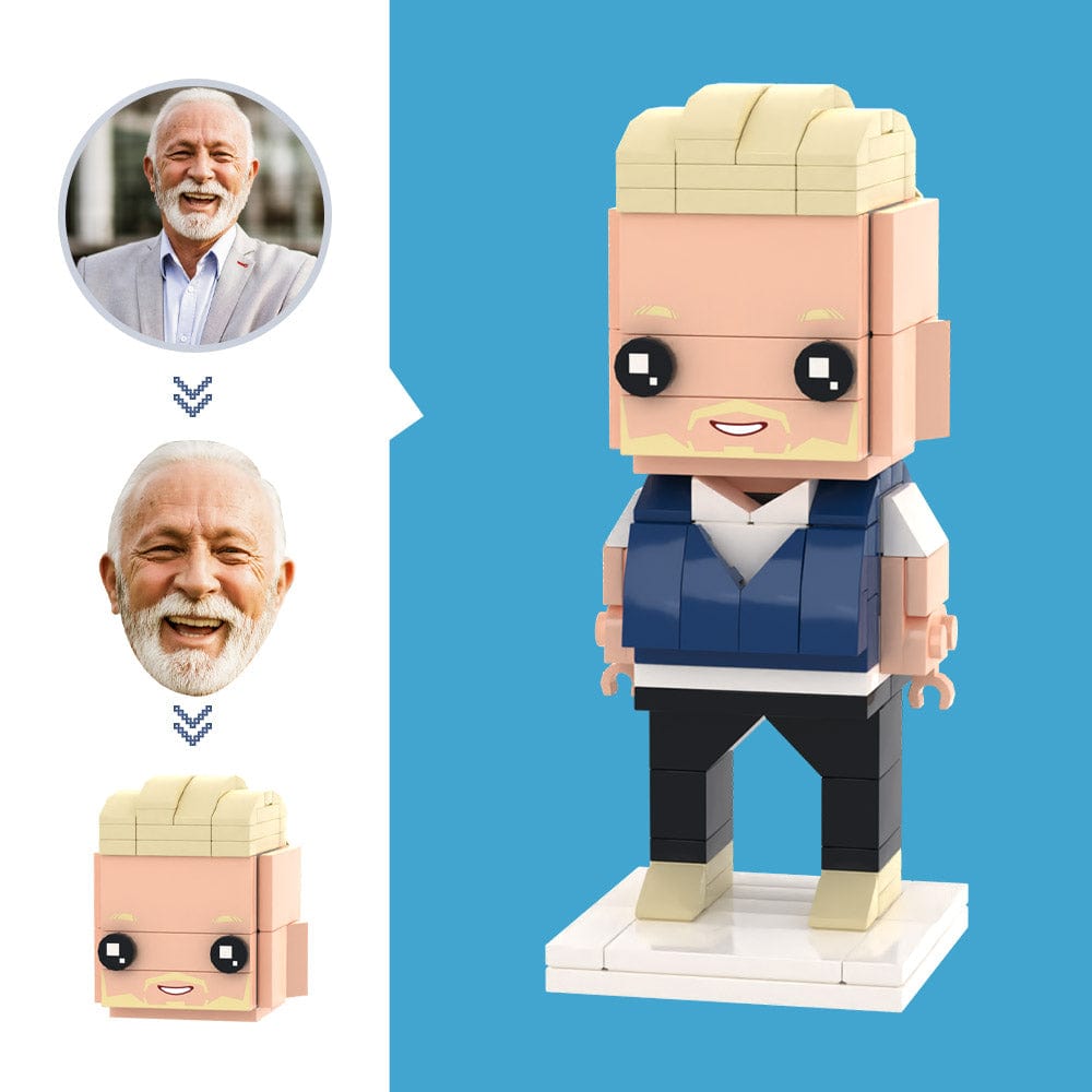 Custom Photo Cool Guy Brick Art Figure for Him - Unleash Your Inner Builder for Any Special Occasion