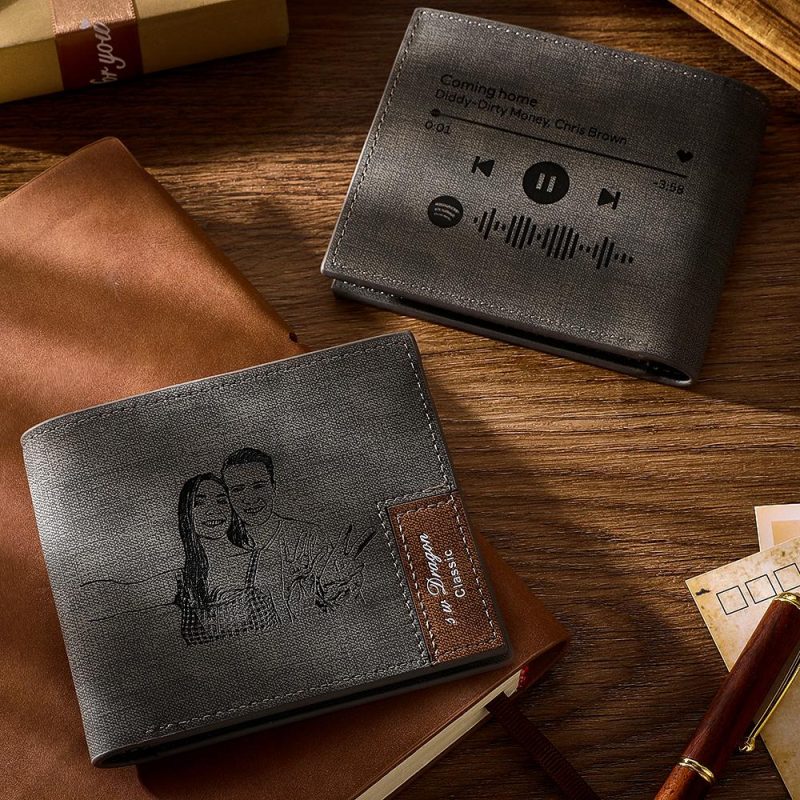Scannable Spotify Code Wallet Photo Engraved Wallet Memorial Gifts
