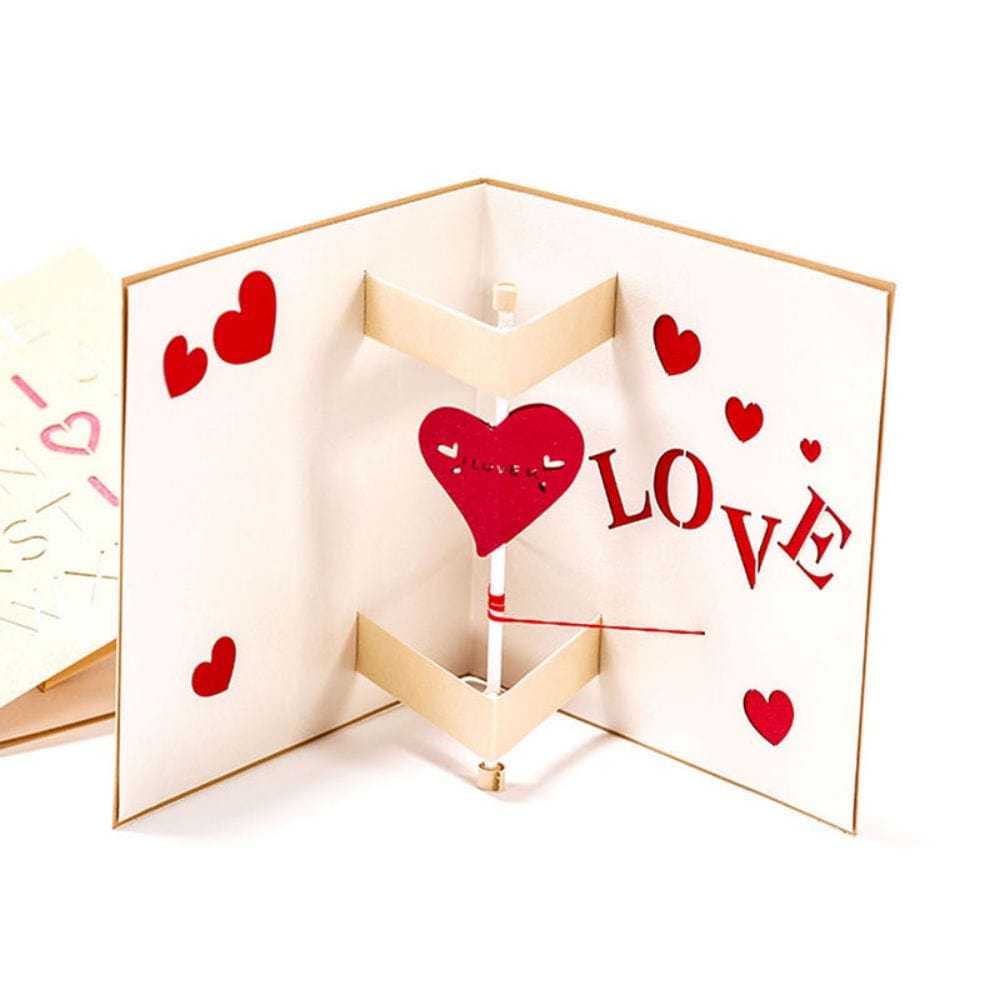 3D Creative Valentine's Day Pop Up Card Rotatable Heart Pop Up Greeting Card - Image 2