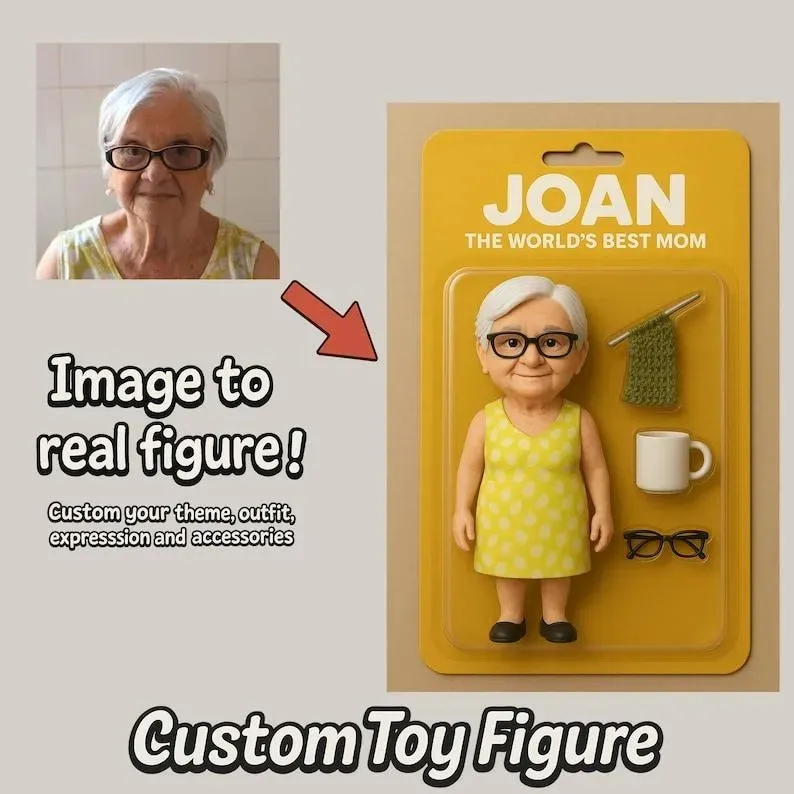 Fully Body Custom 3D Effect Action Figure Pack Packaging Toy Box Style Art Gift Personalized 2D Printing Acrylic Keychain Gift for Family