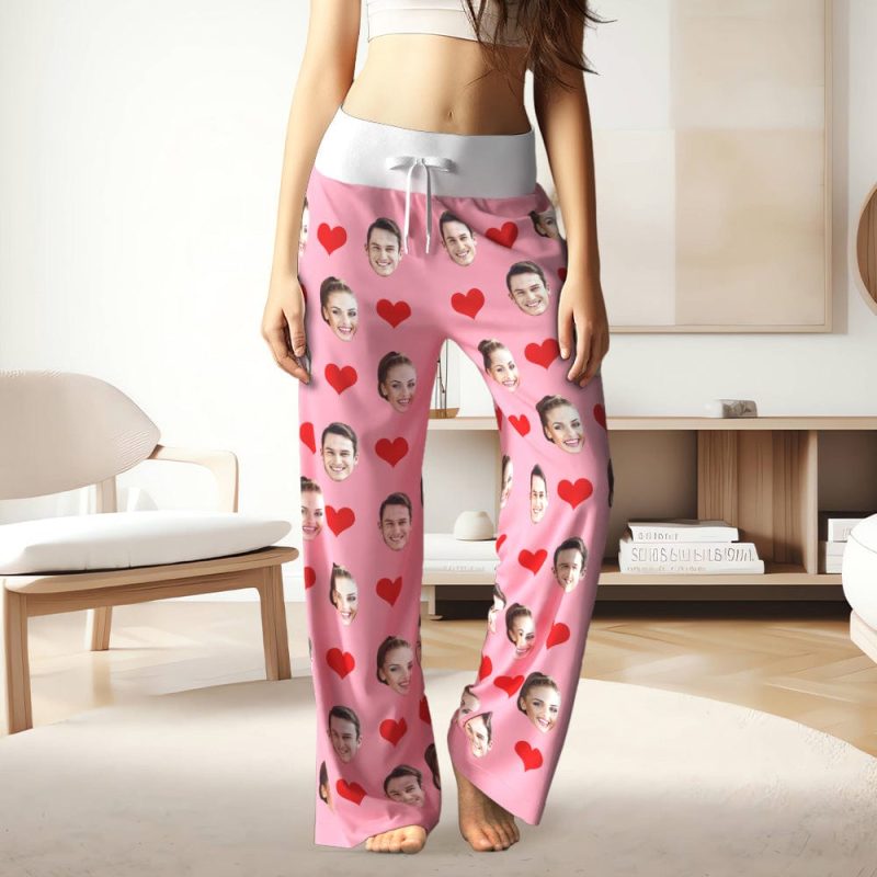 Custom Pajamas with Couple’s Faces Gifts for Girlfriend Up to 2 Faces – 5 Colors