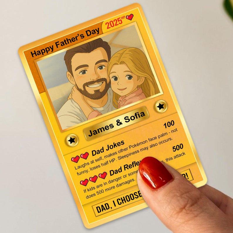 Personalized Father’s Day Anime Cards, Custom Photo Anime Card, Fathers Day Gift For Dad, Gift For HusbandUS