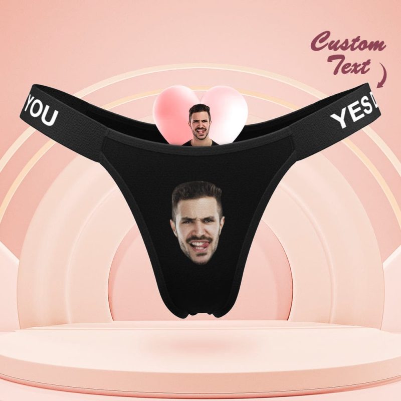 Custom Face Panties for Women Personalized Waistband Engraved Thong Valentine’s Day Gift