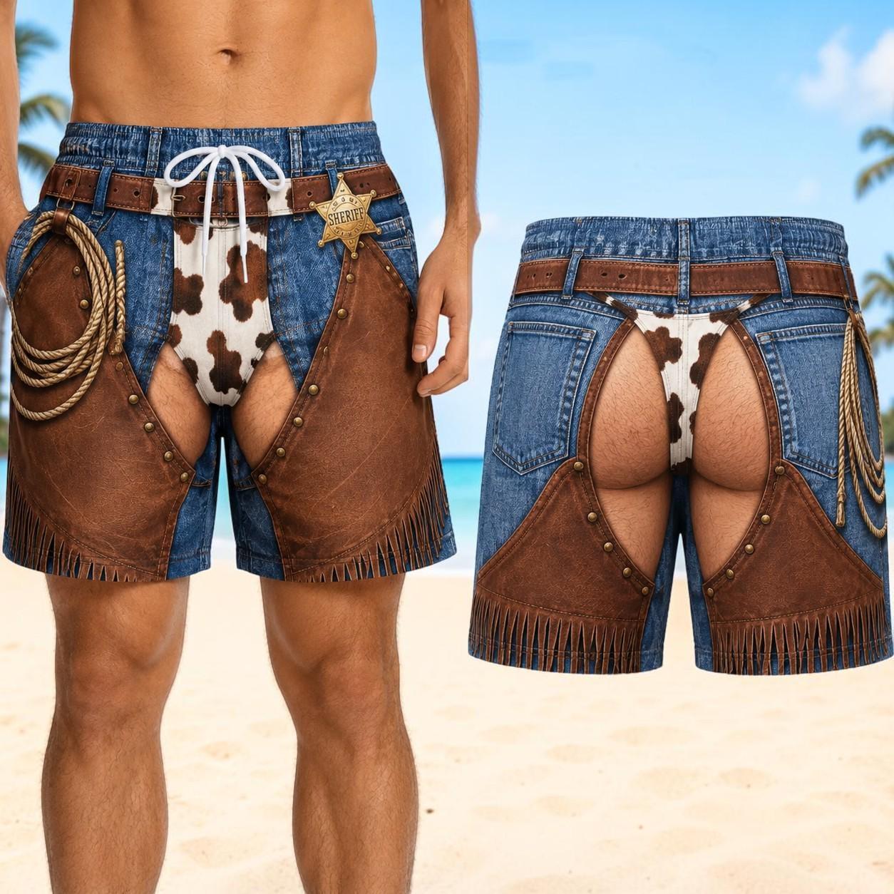 Custom Cowboy Beach Shorts Funny Western Swim Trunks For Men Fathers Day Gift Dad Beach Vacation Outfit Summer Pool Party Fun Dad 7