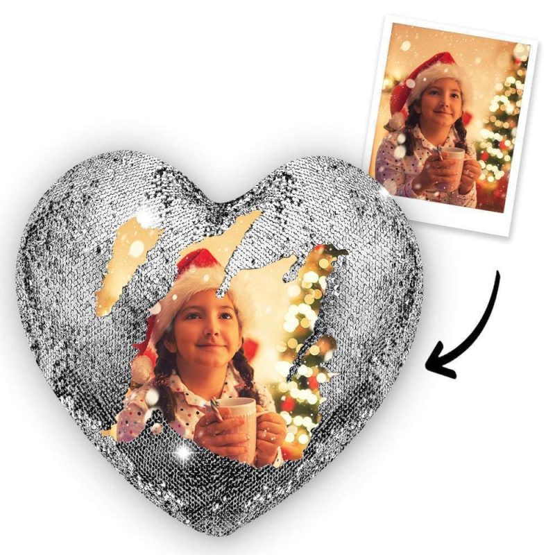 Christmas Gifts Anniversary Gift Heart-shaped Sequin Pillow Living Room Gifts – 5 Colors