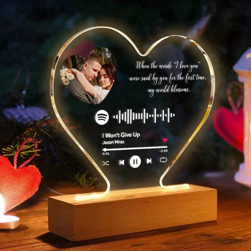 Custom Heart Spotify Night Light Valentine’s Day Gifts for Him