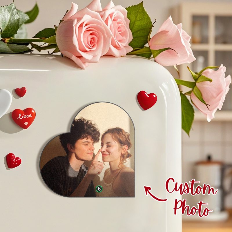 Custom Music Fridge Magnet Custom Heart Frame Album Fridge Magnet Music Wall Photo Sticker for Lover
