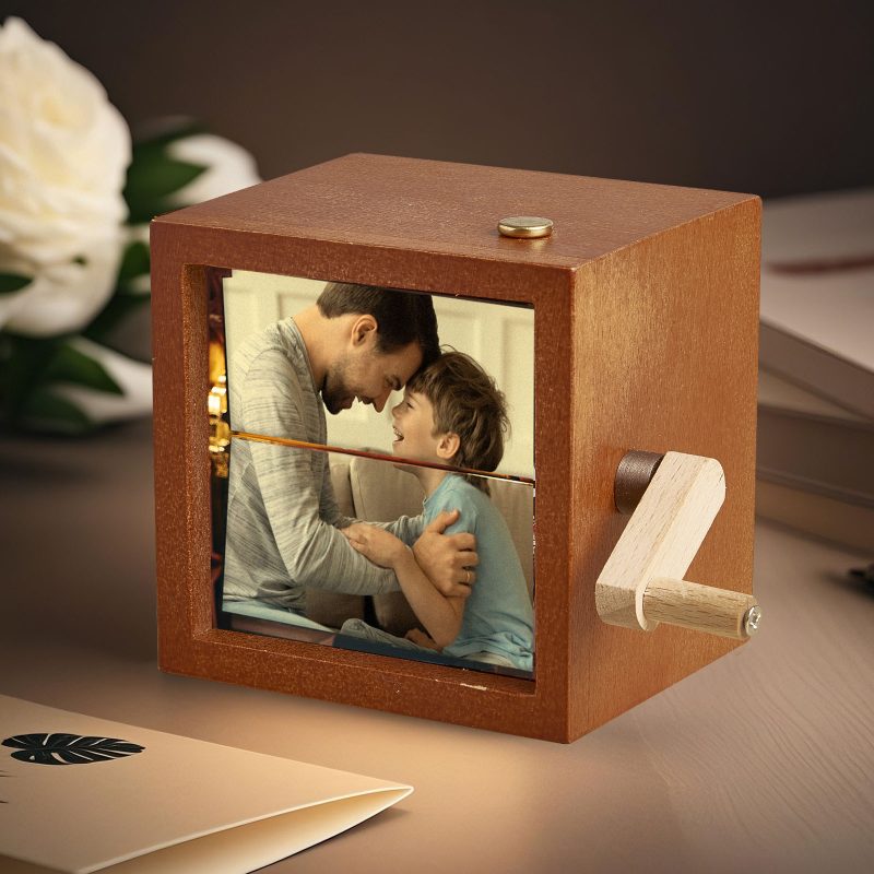 Custom To My Dad Photo Flipbook Frame Animation Machine Mechanical Hand-cranked Flipbook Box Photo Cube Frame Father’s Day Gifts
