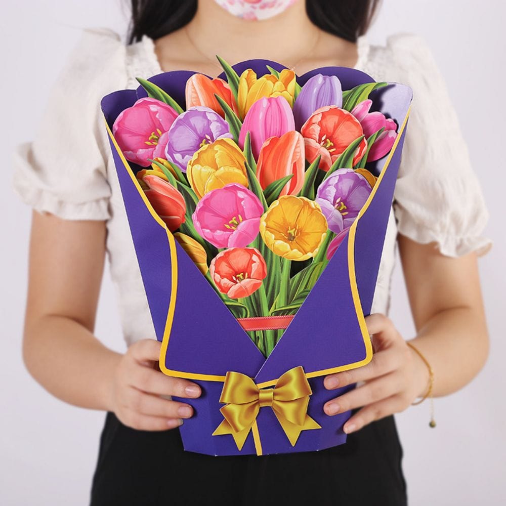 Tulip 3D Pop Up Greeting Card Flower Bouquet Pop Up Card - Image 2