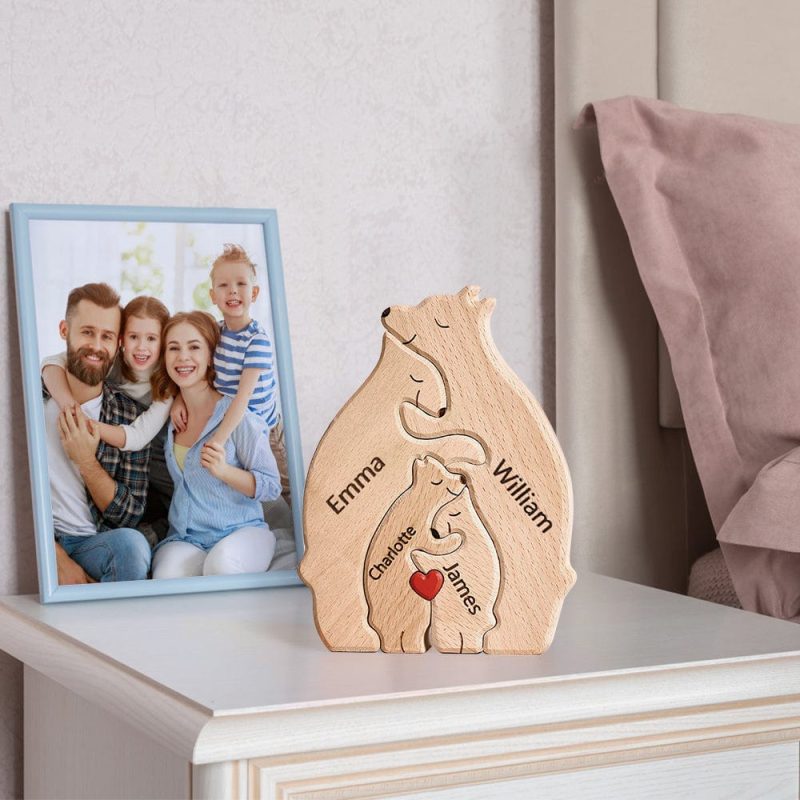 Wooden Bears Plaque Bears Puzzle Custom Family Names Puzzle Home Decor