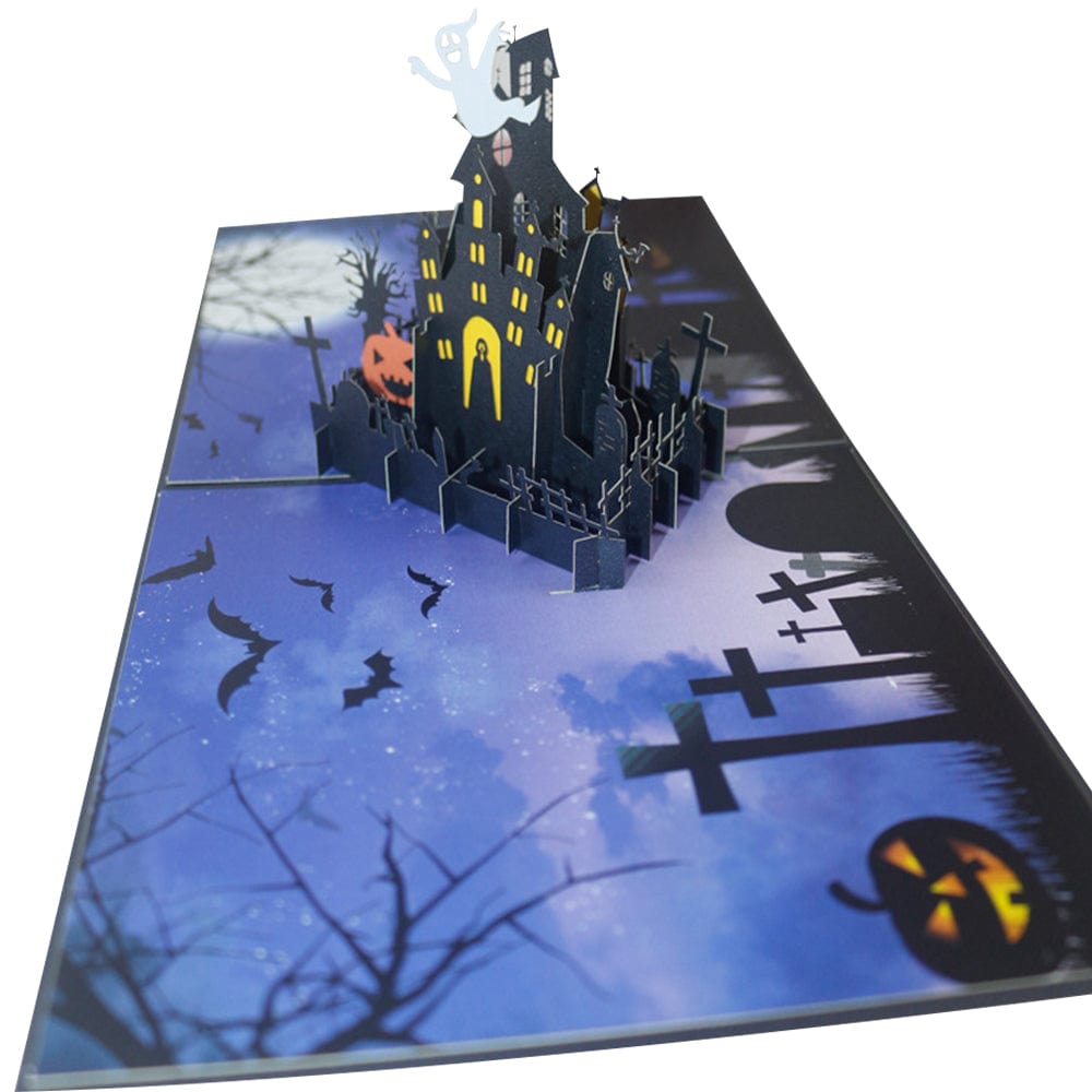 Halloween 3D Pop Up Card Cemetery Haunted House Pop Up Greeting Card - Image 2