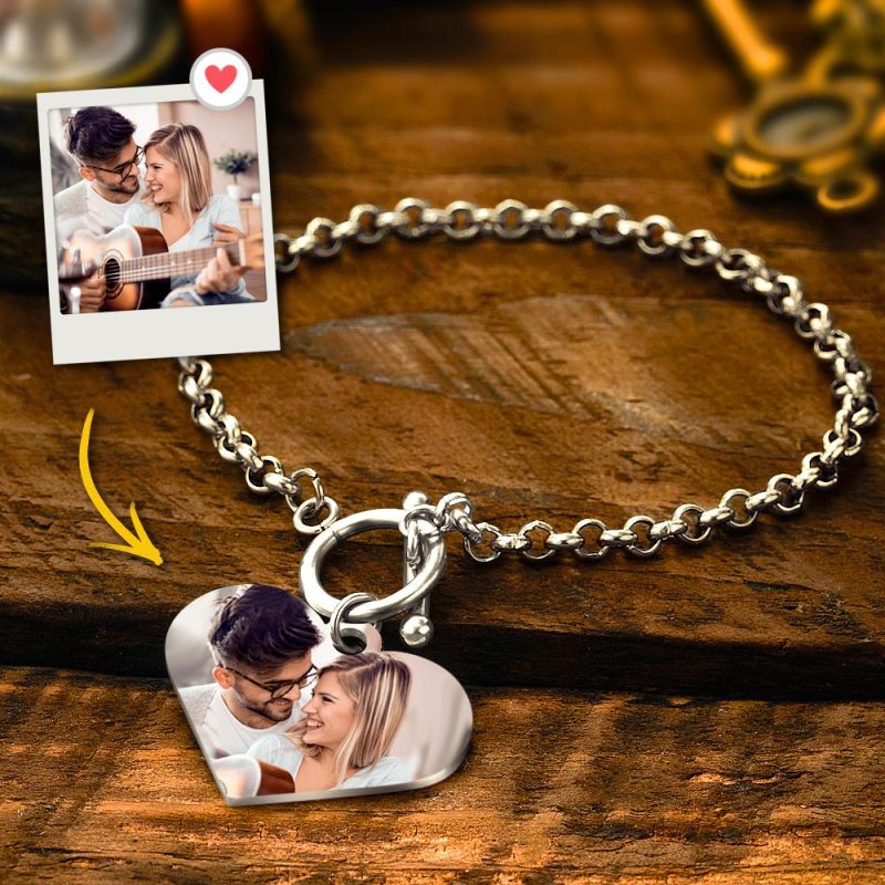 Custom Heart Engraved Bracelets Magnetic Bracelets Gift for Couple