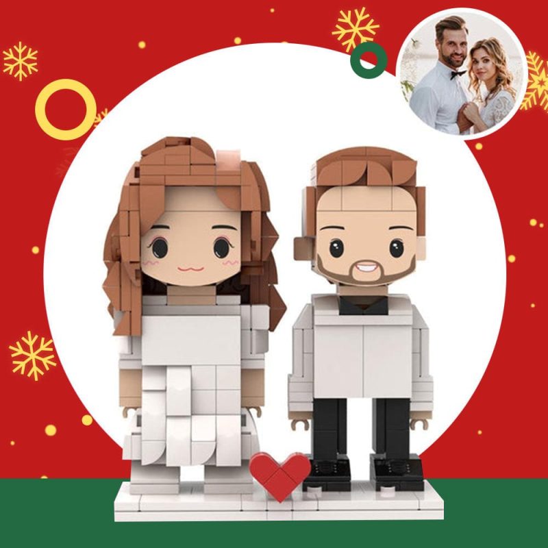 Christmas Gifts for Her Customizable Fully Body 2 People Brick Figures Cute Face Brick Figures