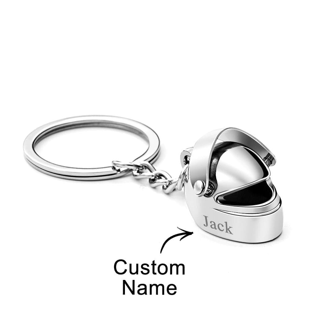 Personalized Name Monogram Motorcycle Helmet Keychain Birthday Father's Day Gift for Biker Motorcyclist Dad Boyfriend