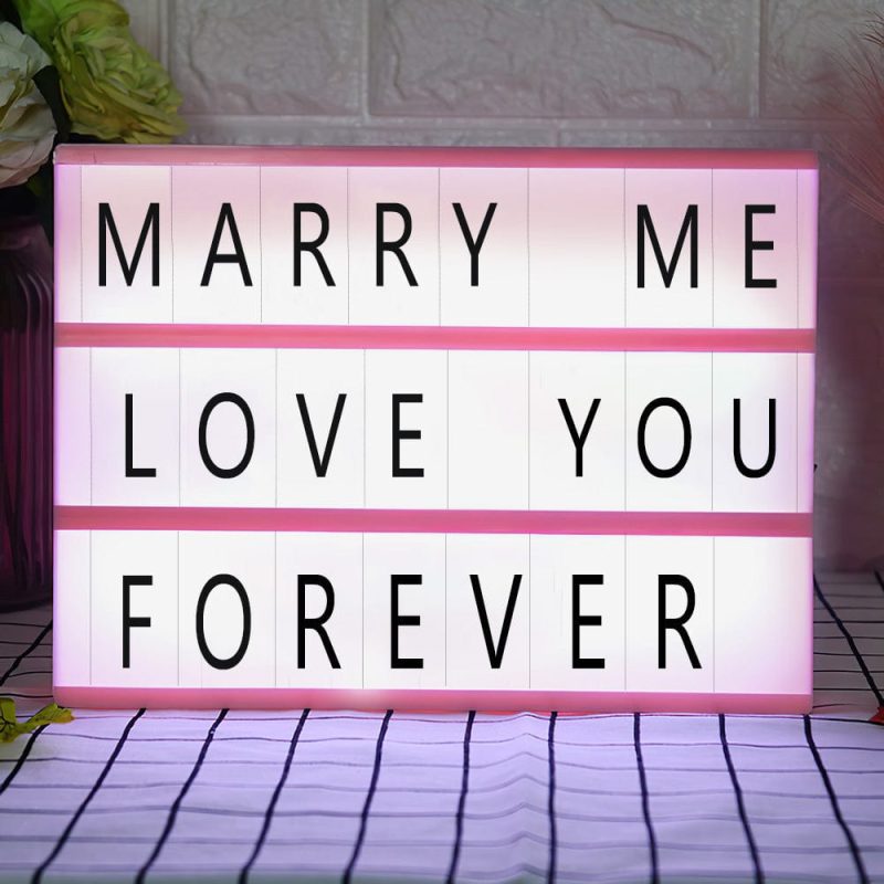 LED Cinema Light Box with Letters Wall Mountable Pink