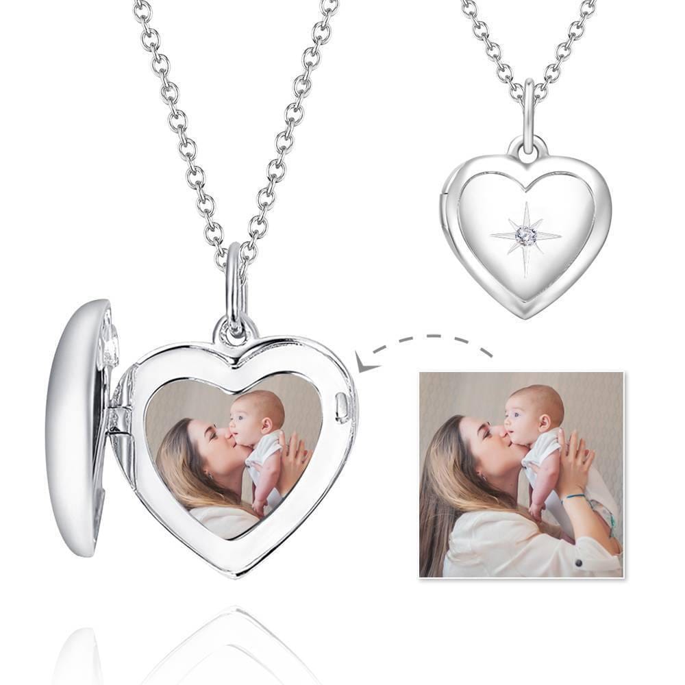 Photo Locket Necklace Gifts for Couple Platinum Plated Star Printing - Image 4