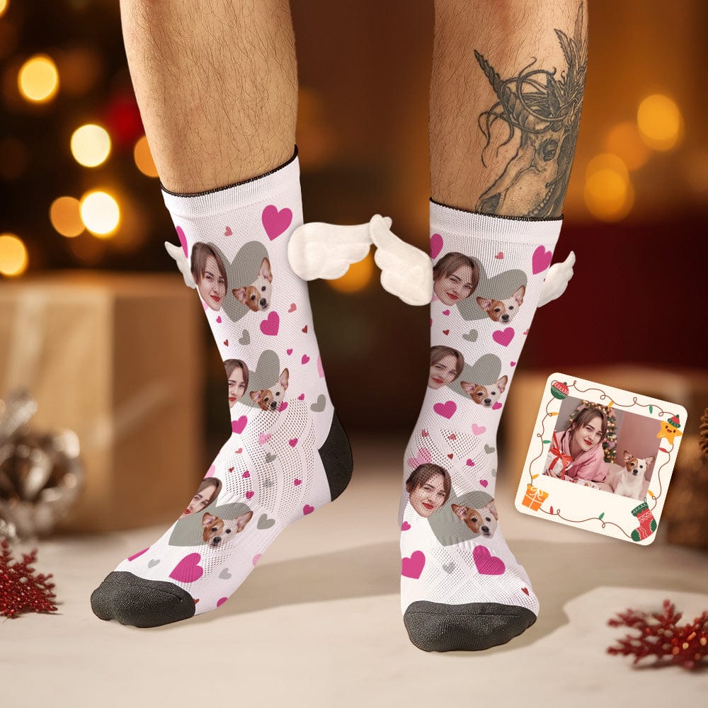 Custom Face Socks with Pet Face 3D Magnetic Wing Socks for Pet Lover