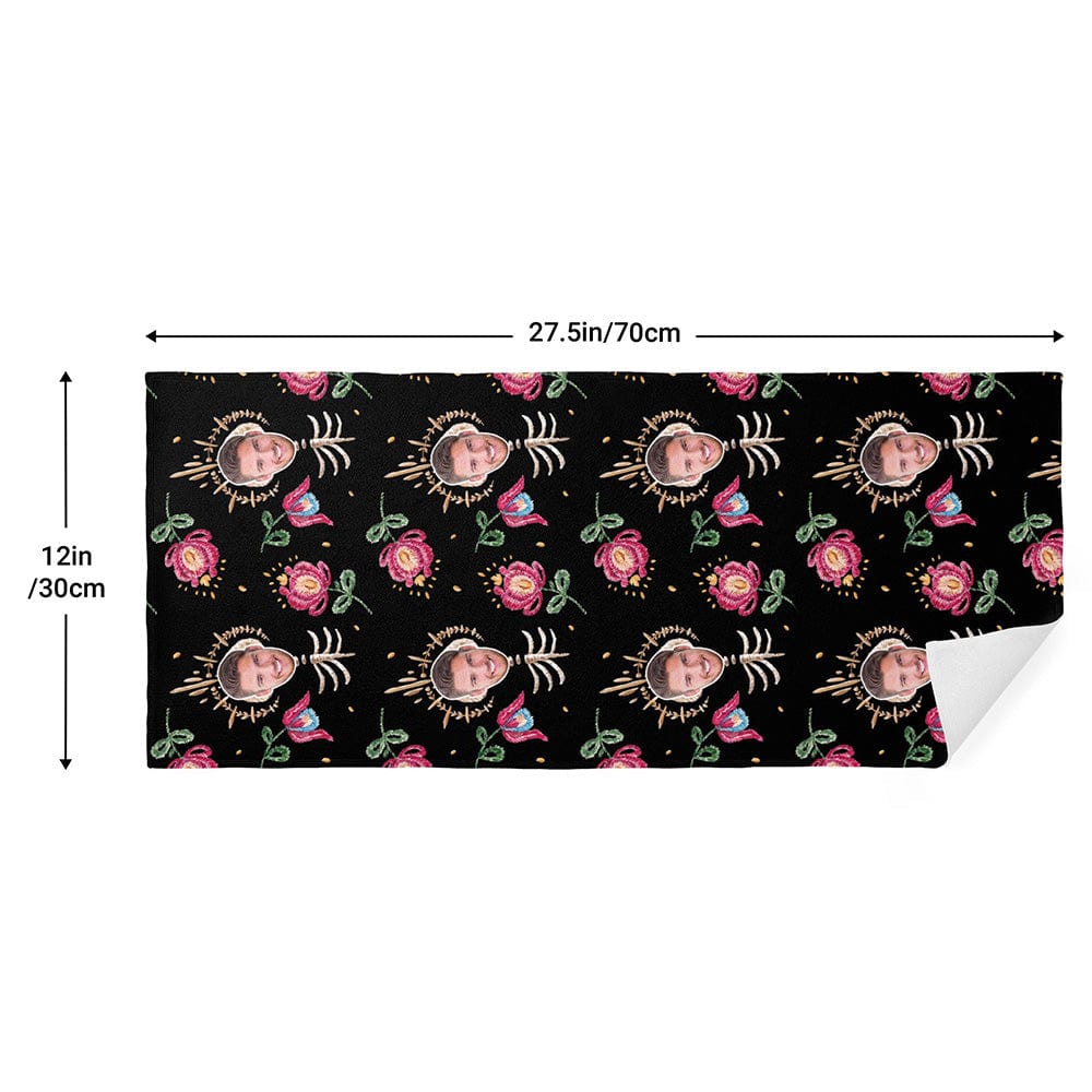 Custom Face Towel Personalised Towel Funny Gifts for Men - Bone Flowers - Image 2