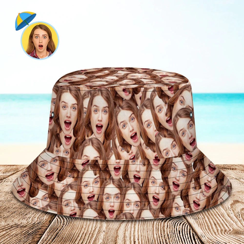 Custom Bucket Hat with Your Face 1&2 Face Unisex Fisherman Cap 6 Size
