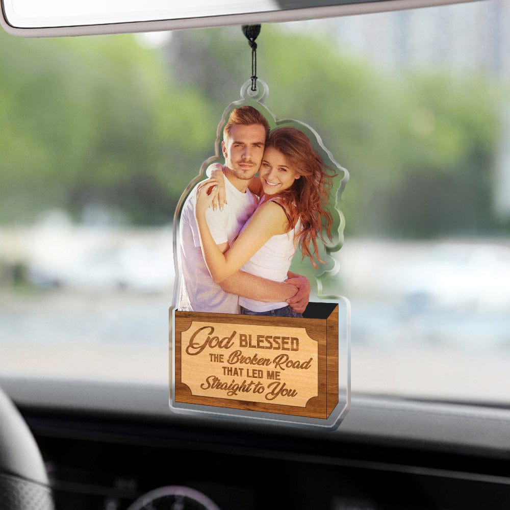 Personalized Car Hanging Ornament Gift for Him God Blessed The Broken Road Led Me Straight To You - Image 2