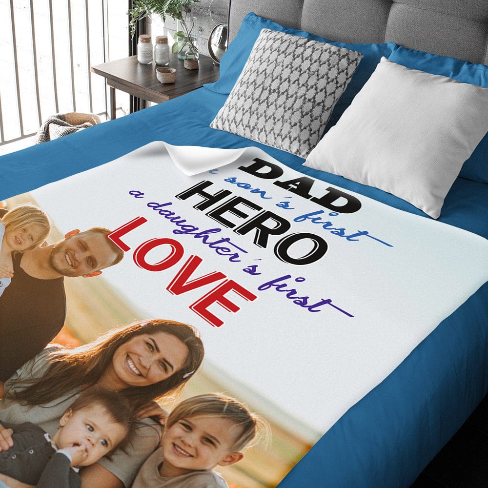 Personalized Blanket for Dad Super Daddy Blanket Fathers Day Gift - Image 3
