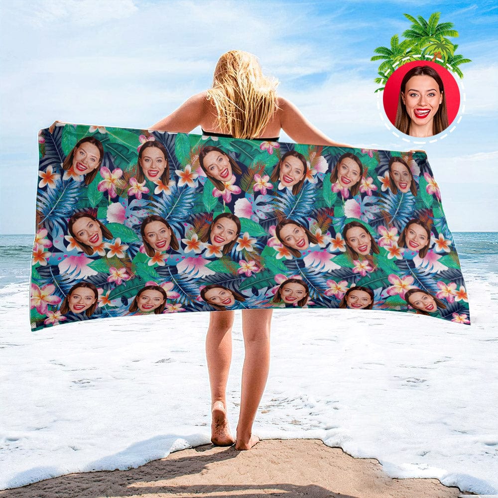 Personalized Beach Towels with Photo Custom Summer Trees Beach Towel - Image 5