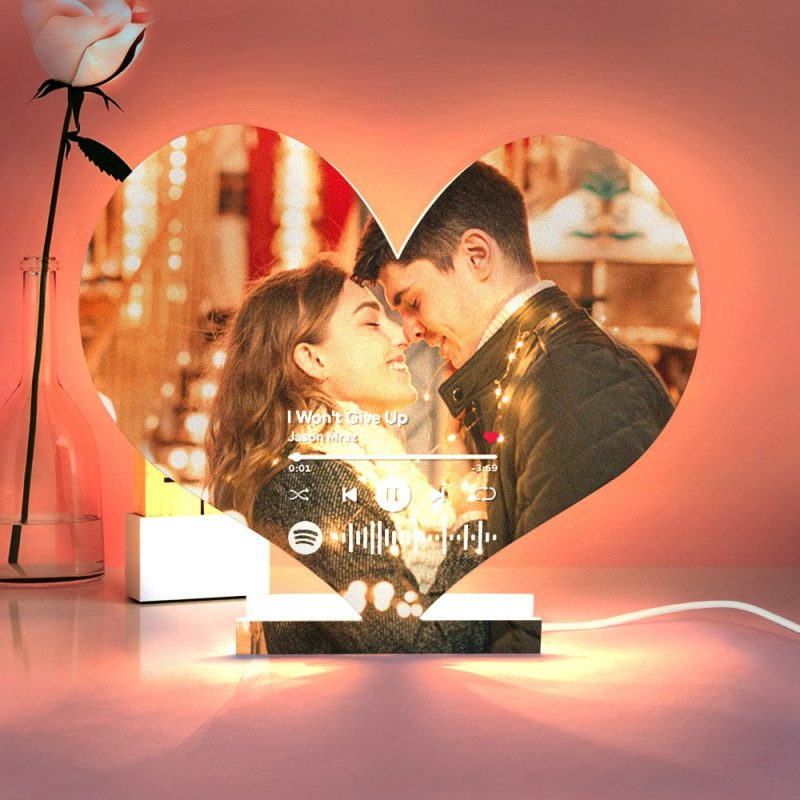 Personalized Spotify Code Photo Heart-shaped Light Gift for Lover