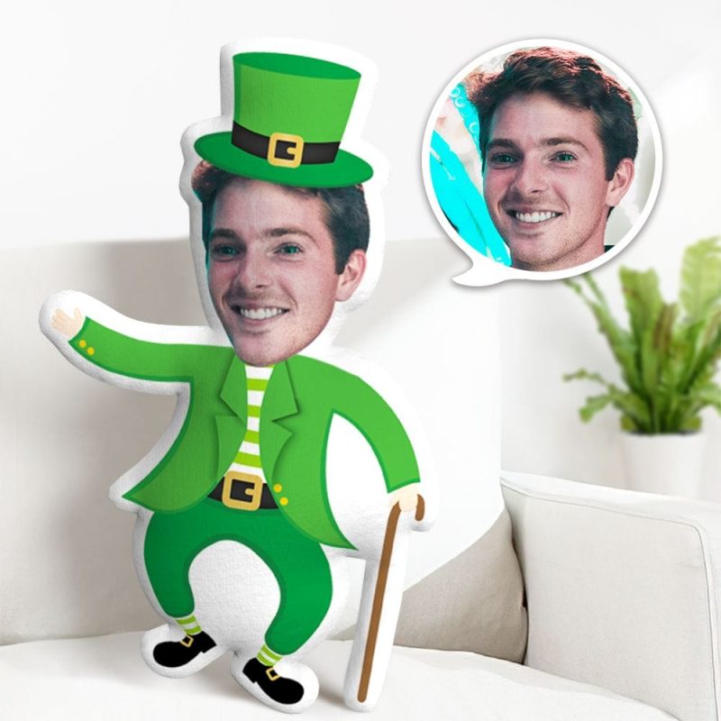 Custom Face Pillow Personalized Minime Throw Pillow Gentleman Gifts For St. Patrick’s Day Gifts