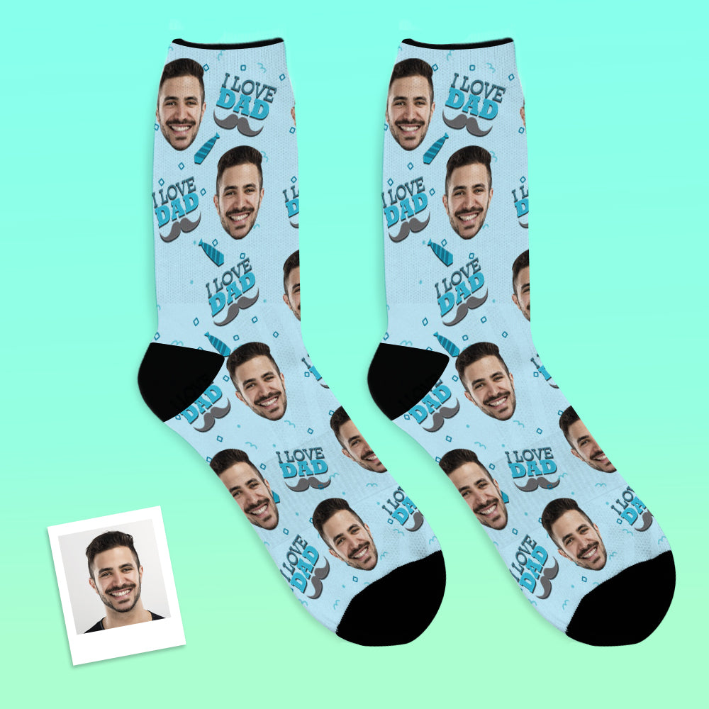 Custom I Love Dad Face Socks Add Pictures - Image 2
