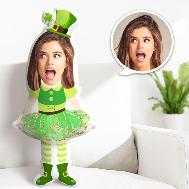 Personlized Minime Throw Pillow Elf Girl Gifts For St. Patrick’s Day Gifts