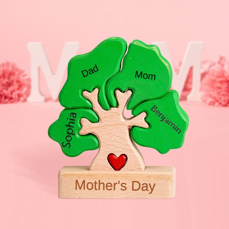 Mother’s Day Gifts Wooden Family Tree Puzzle Custom Names Home Decor