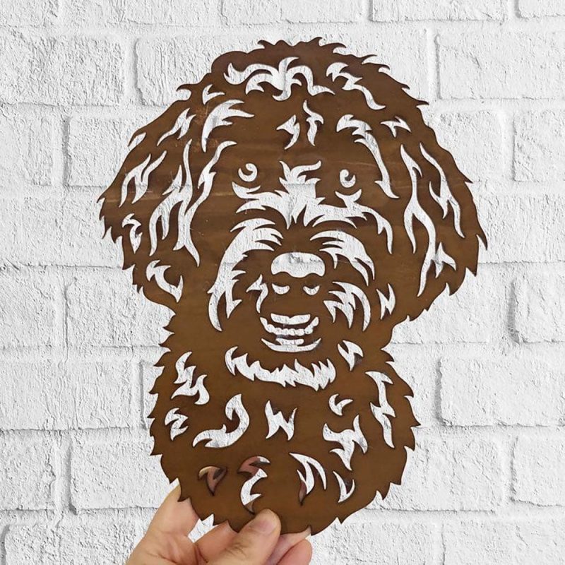 Dog Metal Wall Art Barbet Hanging Home Decor Puppy Pet