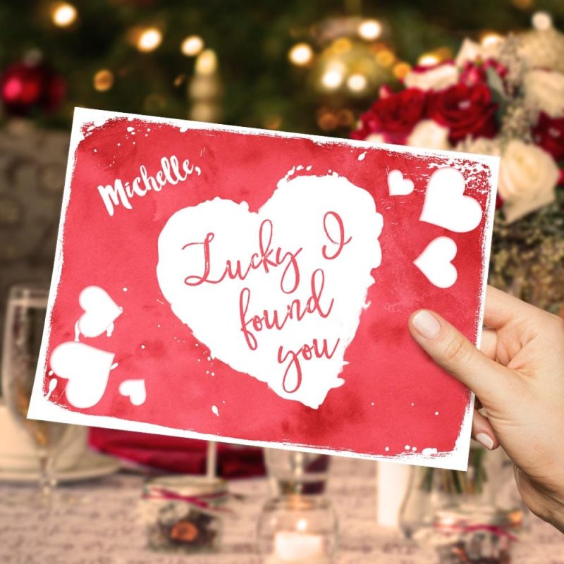 Custom Valentine’s Day Card Lucky I Found You Greeting Card Gifts For Girlfriend Boyfriend