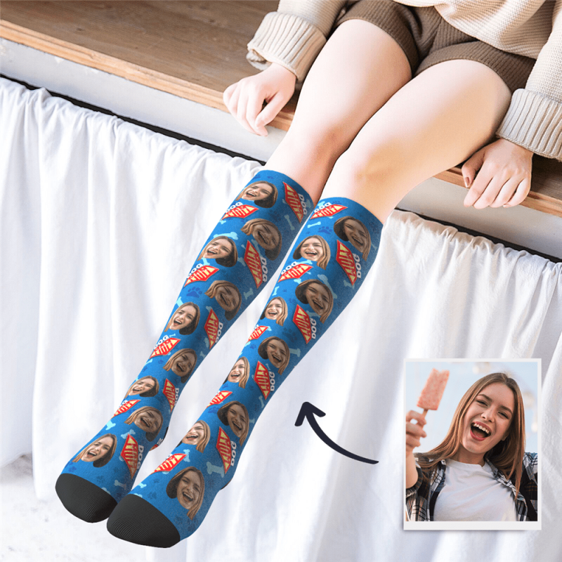 Custom Photo Knee High Socks Dog Mom