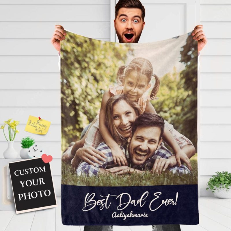 Father’s Day Blanket Gift Custom Photo Blanket for Dad the Best Dad Ever