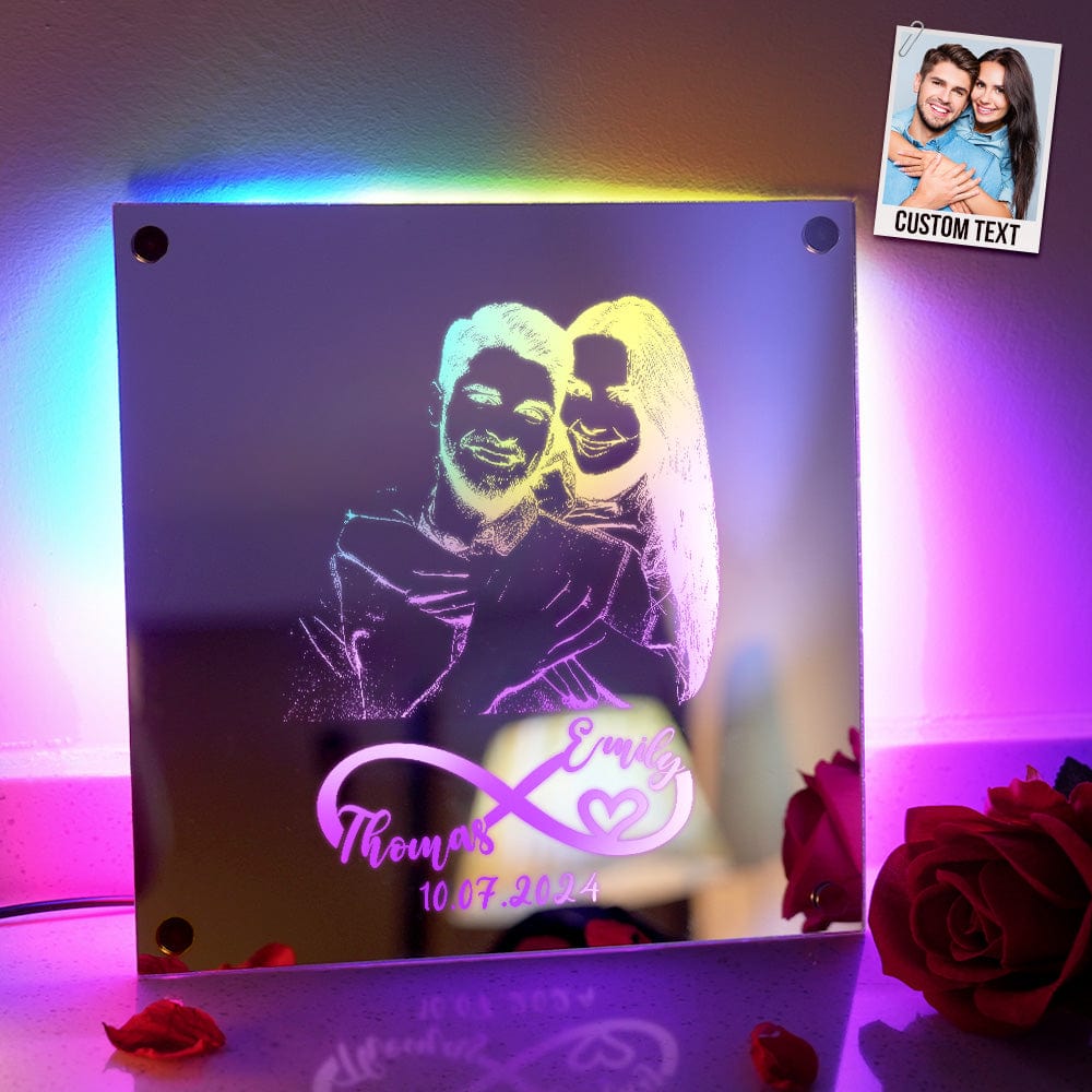 Custom Name Mirror Light with Anniversary Date Personalized Photo Mirror Light Gift - Image 2