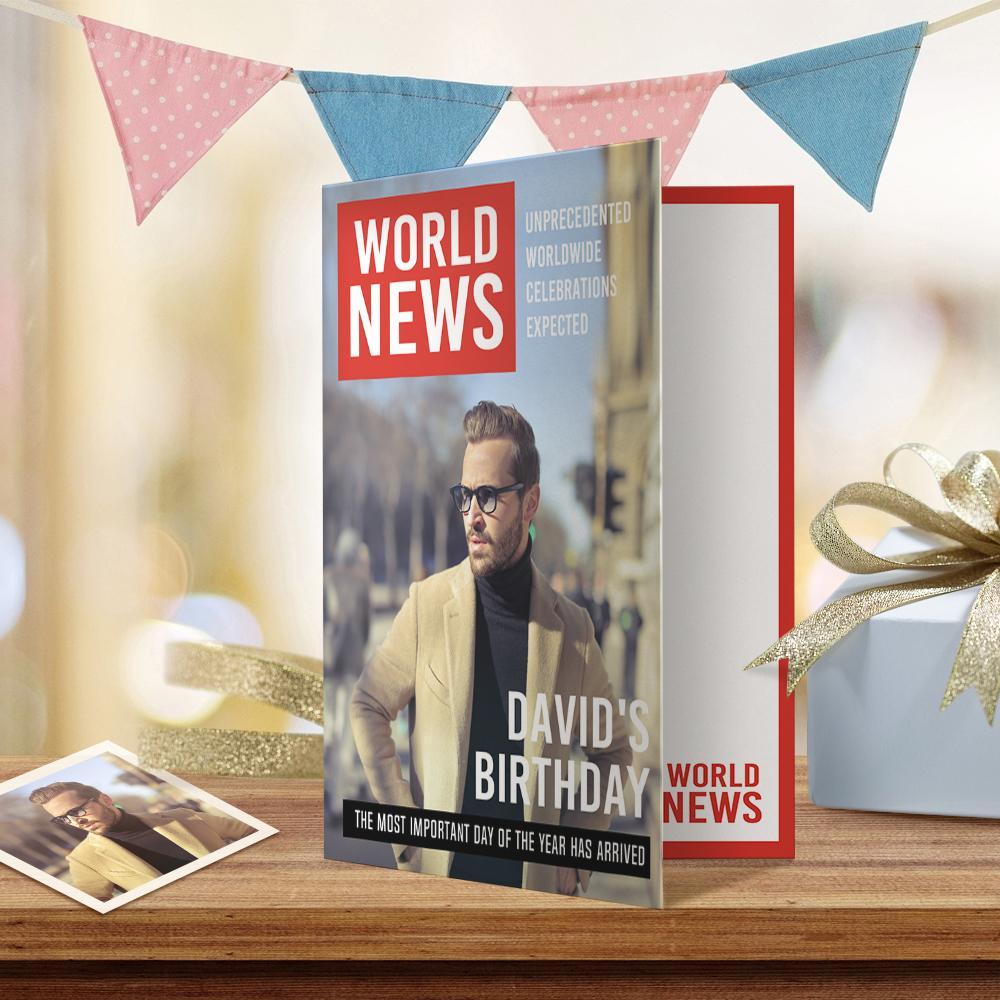 Custom Birthday Greeting Card Newspaper Birthday Card For Him - Image 2