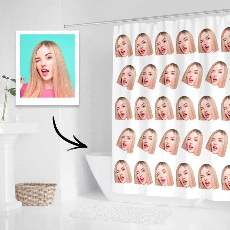 Custom Face Shower Curtains Personalized Bathroom Curtains Gift For Her