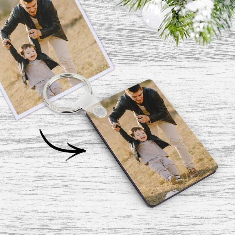 Memorial Gifts for Loss of Father Custom Keychain Wood Photo Memorial Gifts