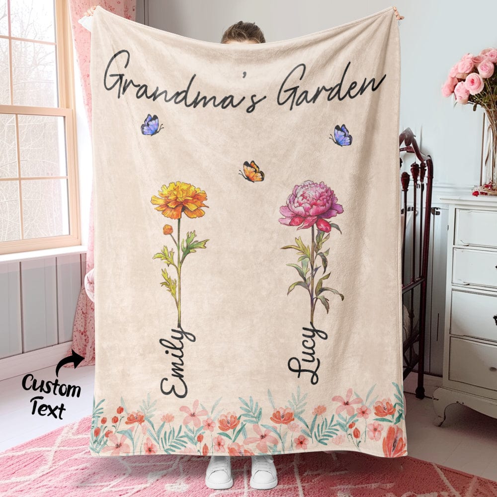 Personalized Grandma Mommy Garden Blanket Custom Birth Month Flower Blanket Warm Gift For Mom - Image 5