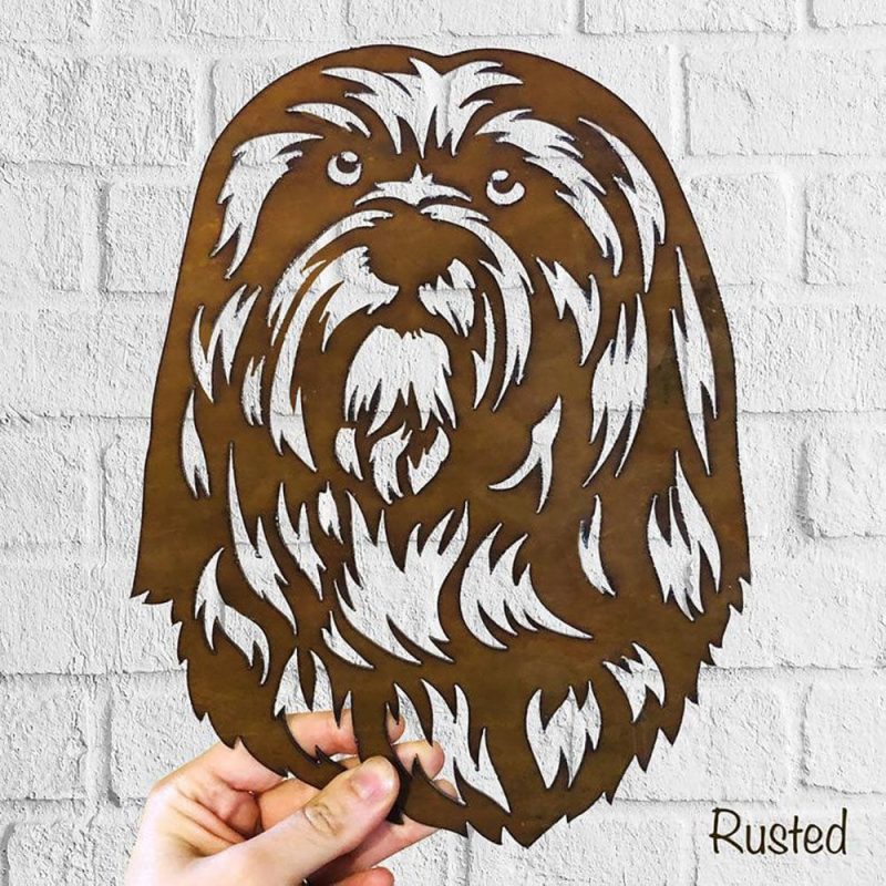 Dog Metal Wall Art Hanging Home Decor Lhasa Apso Puppy Pet