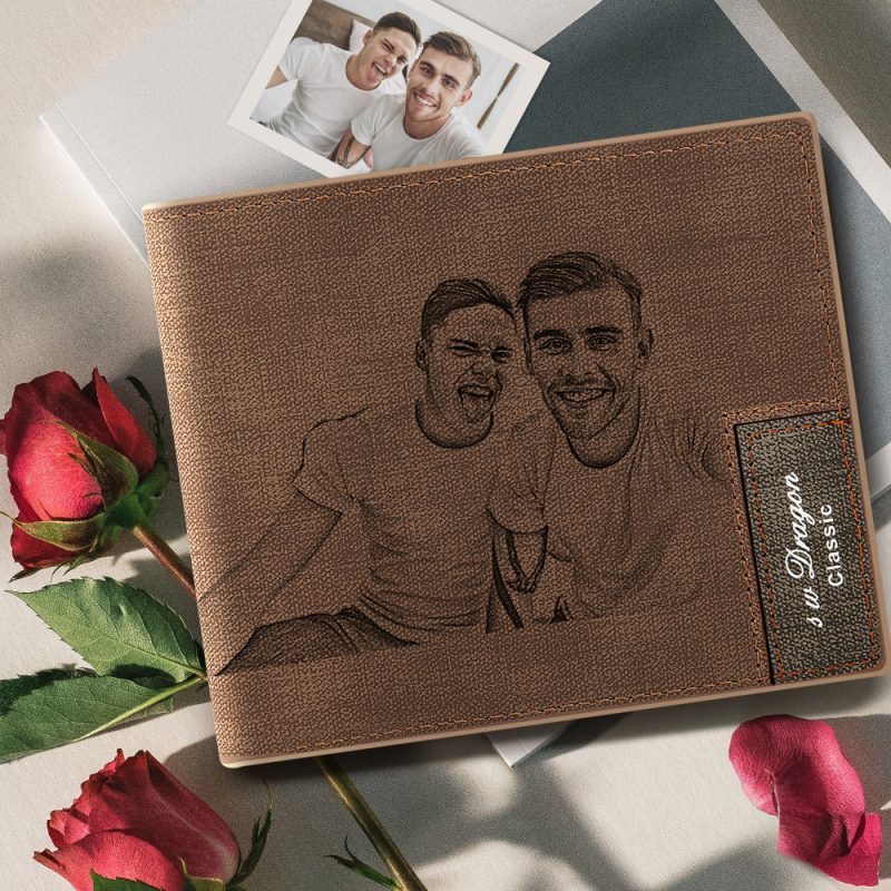 Gift For LGBT – Men’s Custom Photo Wallet Brown