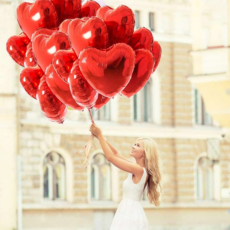 12PCS Heart Balloons Love Balloons Set For Valentines Day Anniversary Wedding Party Decorations