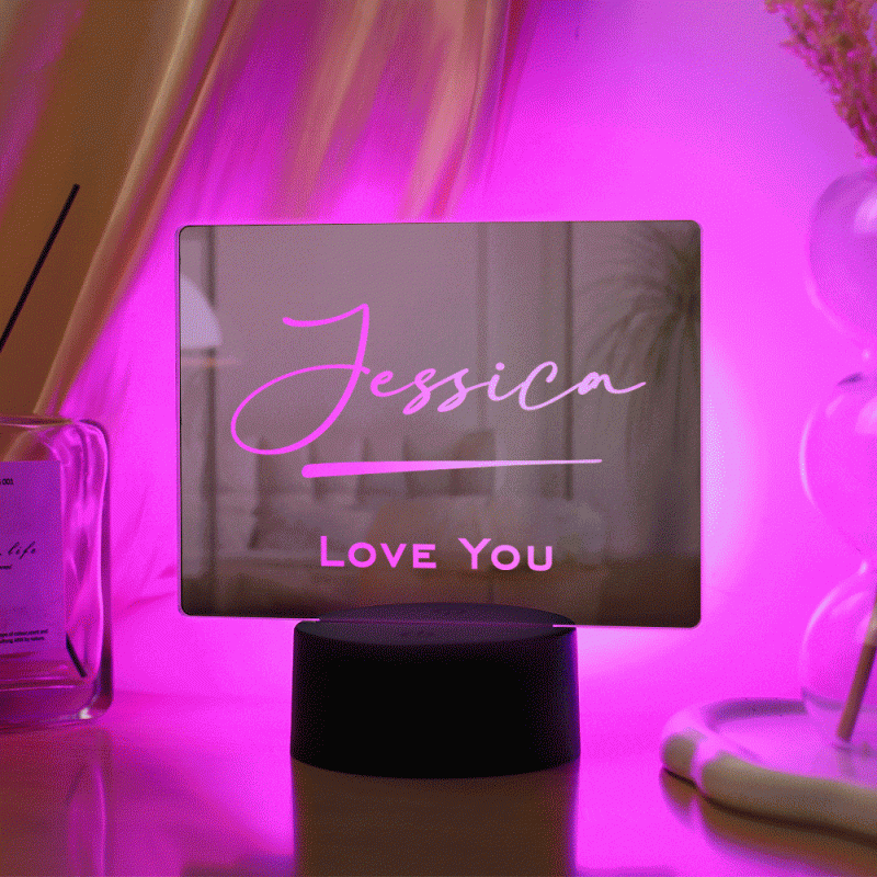 Custom Engraved Mirror Lamp Colorful Night Light Home Gift